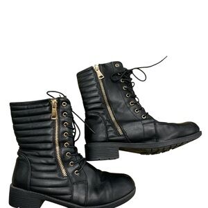 Stylish Black Quilted Combat Boots